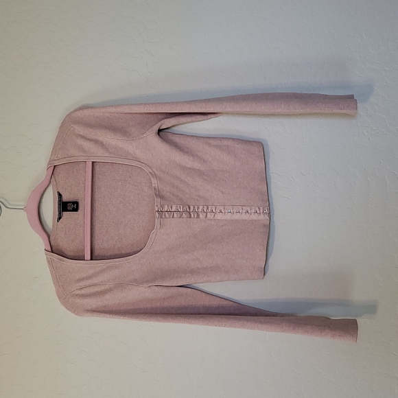 Victoria's Secret Ribbed Long Sleeve Crop Top Blush eye hook Closure Size M - Picture 3 of 12